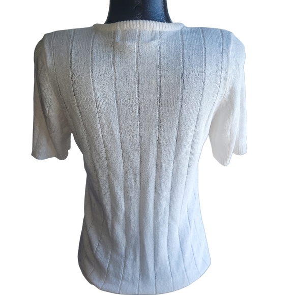 Tradition White Knit Short Sleeve Sweater Sz.12 - Picture 5 of 6